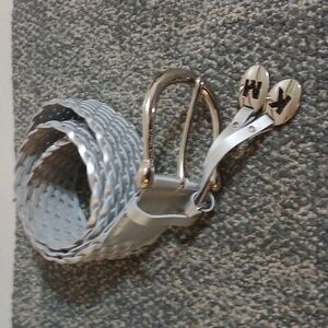 Michael Kora basket weave retro silver women's belt size Small